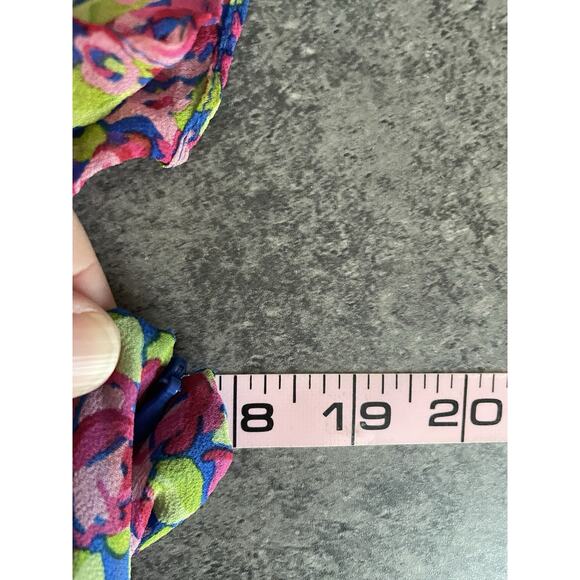 Nanette Lepore Silk Blouse Womens Size 8 Floral Dainty Ruffle Peasant Romantic - Picture 9 of 11